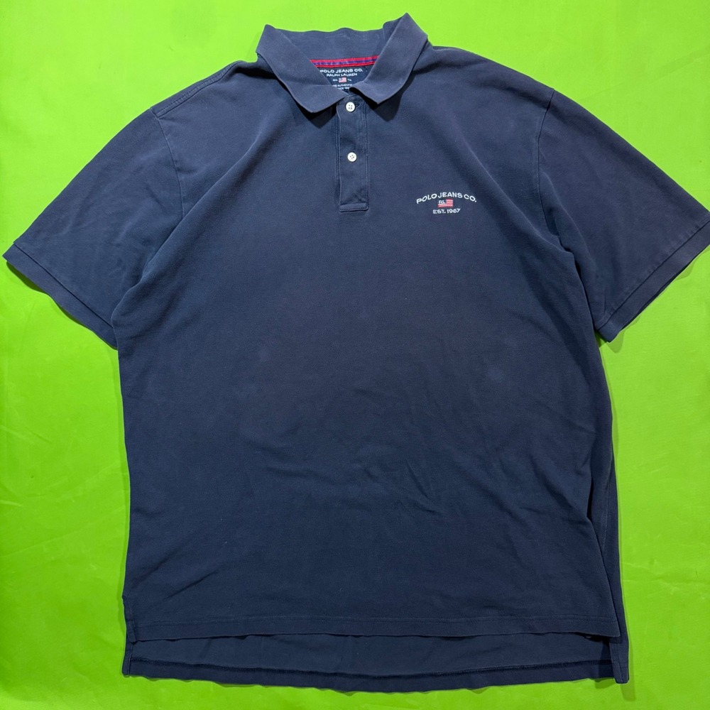 Polo Jeans Co Ralph Lauren Mens XL Navy Blue Short Sleeve Pique Polo Shirt